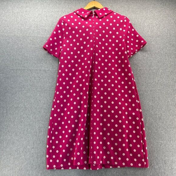 Tyler Böe NWT Pink Polka Dot Dress Womens Large Pleated Pockets Peter Pan Collar - Picture 4 of 14